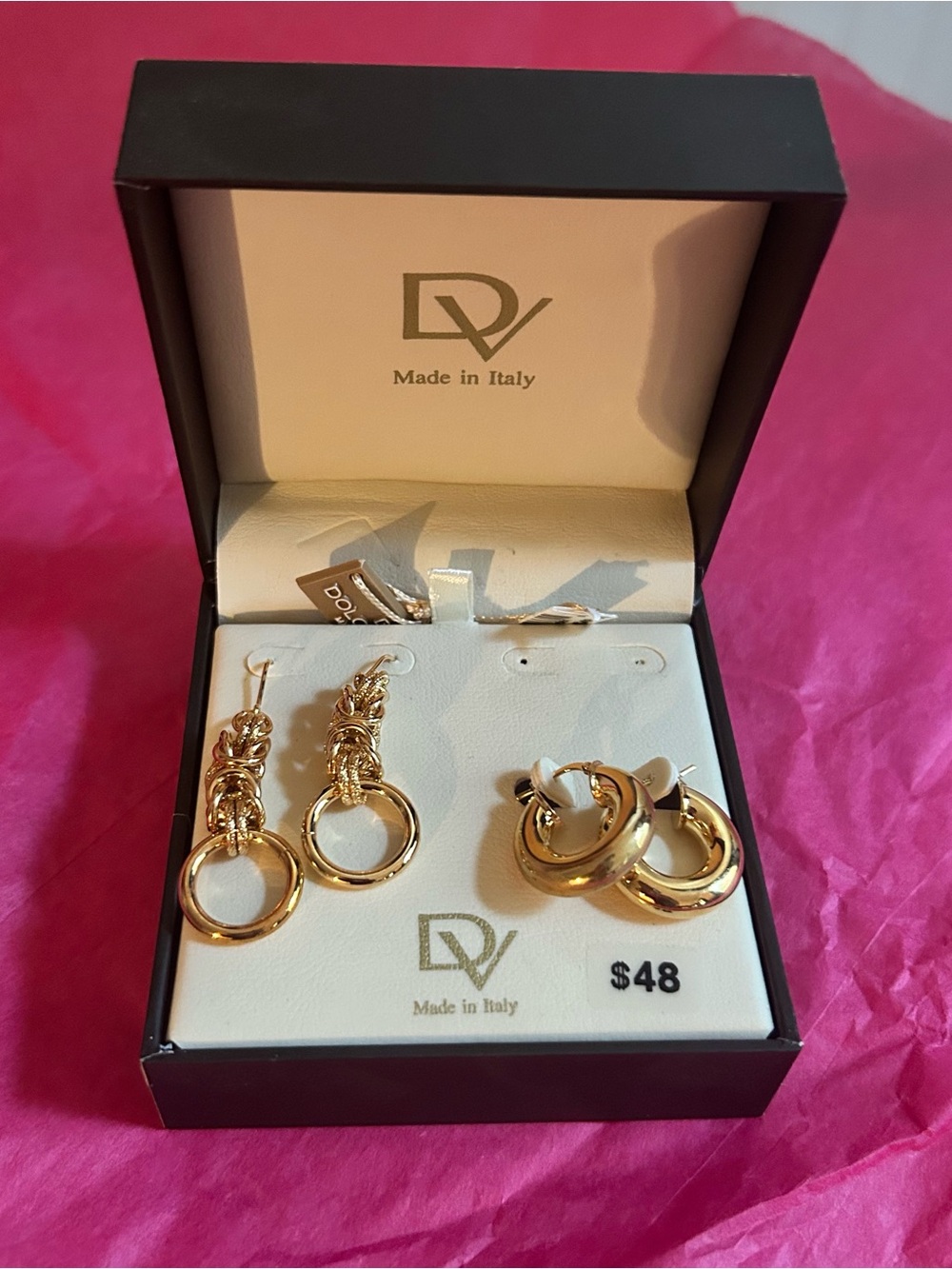 DV by Dolce Vita Gold Hoop & Twisted Link Drop Earring Set